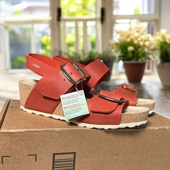 Mephisto Full- Grain Leather Violett Wedge Heel Sandal - Picture 7 of 15